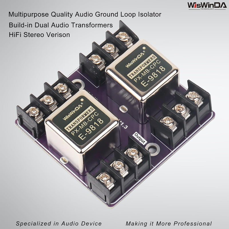 WisWinDa Store Multipurpose Audio Isolation Converters Screw Terminal Block Connectors Noise Filter Hum Eliminator with Convenient Phoenix Connectors for Audio Playing Devices Eliminate The Hum Noise - Image 2